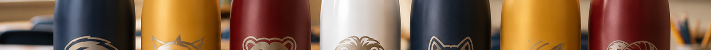 Custom engraved stainless steel water bottles for schools in team colors