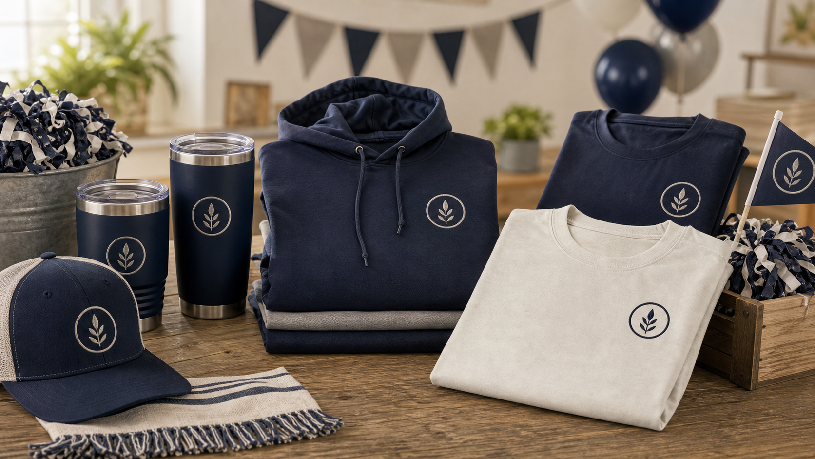 Fundraiser merch — custom shirts, engraved drinkware, and leather patch hats that supporters actually want