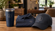 Appreciation gifts for HR professionals — engraved drinkware, quality apparel, and leather patch hat