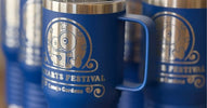 Laser engraved custom logo tumbler with metallic finish for business branding
