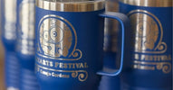 Laser engraved custom logo tumbler with metallic finish for business branding