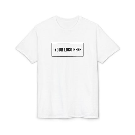 Custom Gildan 8000 DryBlend t-shirt with your logo printed on the front