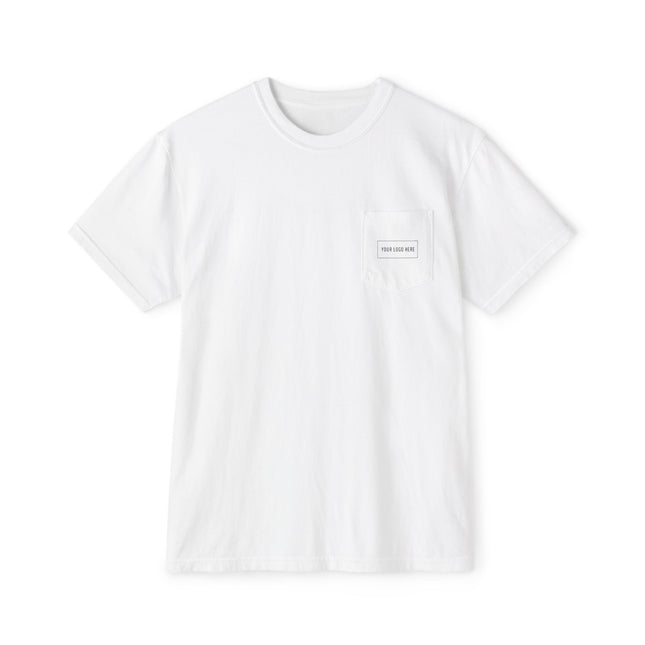 Custom Comfort Colors 6030 garment-dyed pocket t-shirt with your logo on the pocket