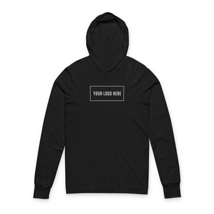 Bella+Canvas 3512 custom logo hooded long-sleeve, front view