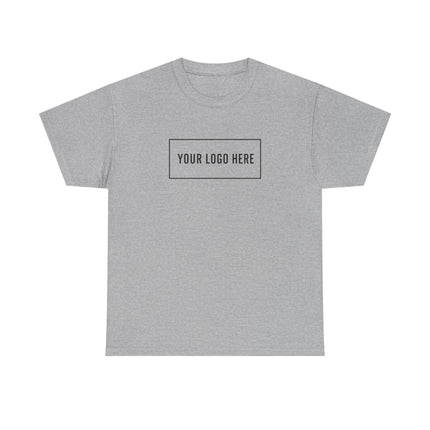 Custom printed Gildan 5000 t-shirt with company logo