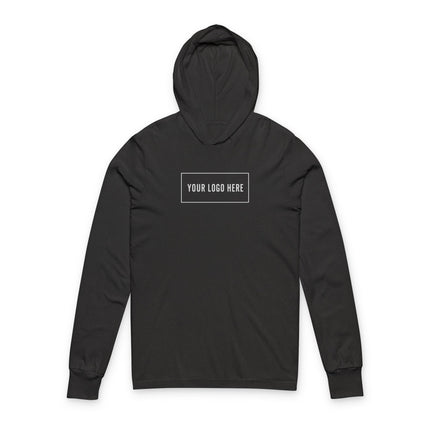 Personalized Bella+Canvas 3512 hooded long-sleeve tee with your logo