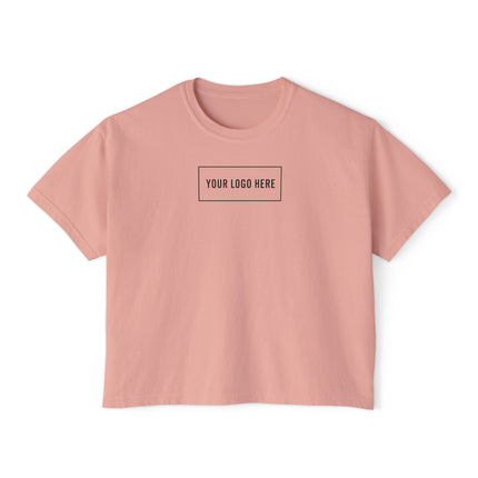 Women's Comfort Colors 3023CL custom logo boxy tee, front view