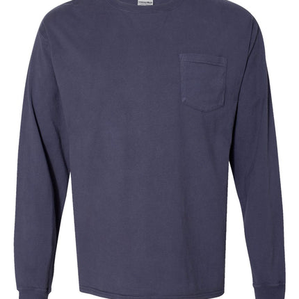 Unisex Garment-Dyed Long Sleeve T-Shirt With a Pocket