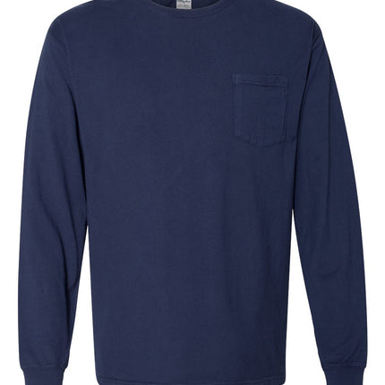Unisex Garment-Dyed Long Sleeve T-Shirt With a Pocket