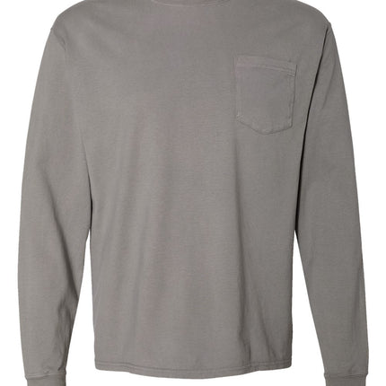 Unisex Garment-Dyed Long Sleeve T-Shirt With a Pocket