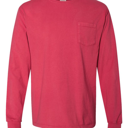Unisex Garment-Dyed Long Sleeve T-Shirt With a Pocket