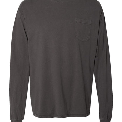 Unisex Garment-Dyed Long Sleeve T-Shirt With a Pocket