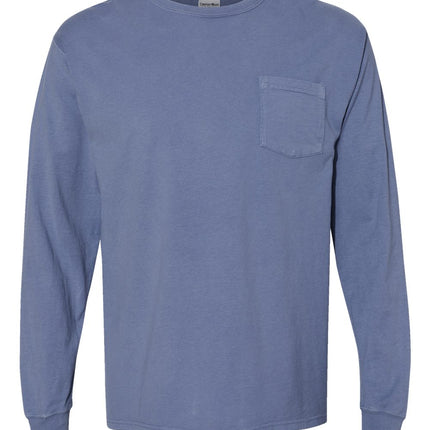 Unisex Garment-Dyed Long Sleeve T-Shirt With a Pocket
