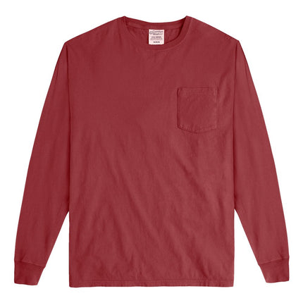 Unisex Garment-Dyed Long Sleeve T-Shirt With a Pocket