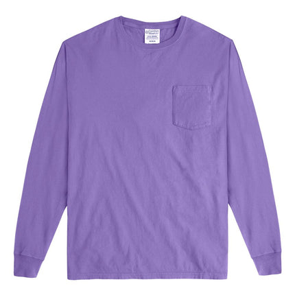Unisex Garment-Dyed Long Sleeve T-Shirt With a Pocket