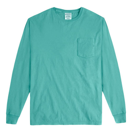 Unisex Garment-Dyed Long Sleeve T-Shirt With a Pocket