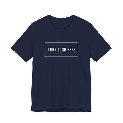 Custom printed Bella+Canvas 3001 t-shirt with company logo