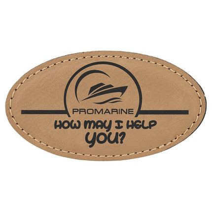 3 1/4" x 1 3/4" Laserable Leatherette Oval Badge Blank with Magnet