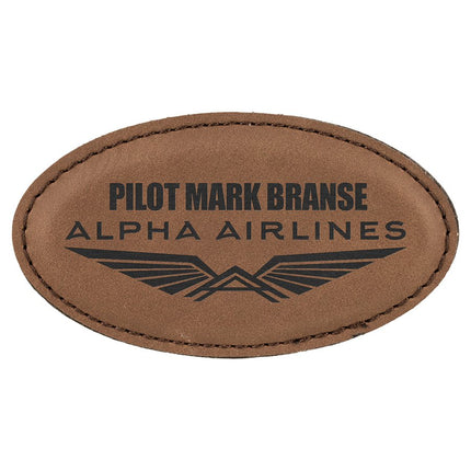 3 1/4" x 1 3/4" Laserable Leatherette Oval Badge Blank with Magnet