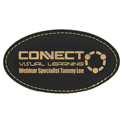 3 1/4" x 1 3/4" Laserable Leatherette Oval Badge Blank with Magnet