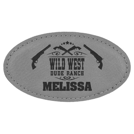 3 1/4" x 1 3/4" Laserable Leatherette Oval Badge Blank with Magnet