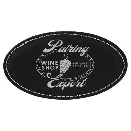 3 1/4" x 1 3/4" Laserable Leatherette Oval Badge Blank with Magnet