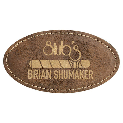 3 1/4" x 1 3/4" Laserable Leatherette Oval Badge Blank with Magnet