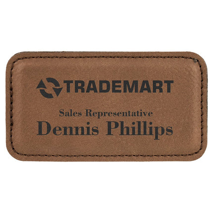 3 1/4" x 1 3/4" Laserable Leatherette Badge Blank with Magnet