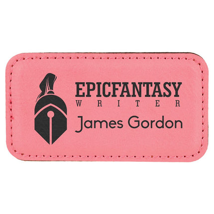3 1/4" x 1 3/4" Laserable Leatherette Badge Blank with Magnet