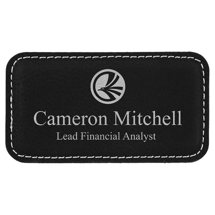 3 1/4" x 1 3/4" Laserable Leatherette Badge Blank with Magnet