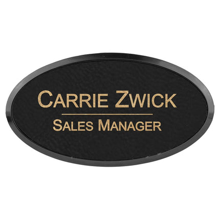 3" x 1 1/2" Laserable Leatherette Oval Badge & Frame