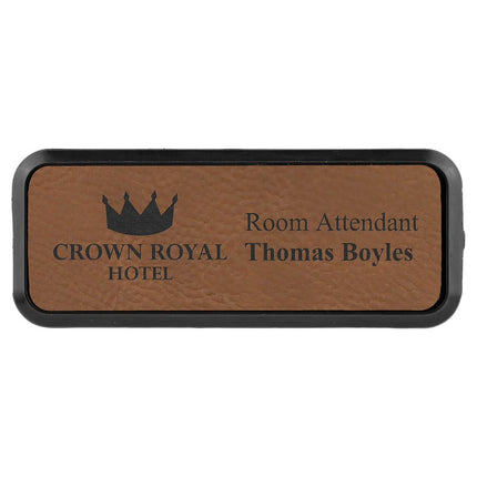 3" x 1" Laserable Leatherette Round Corner Badge & Frame