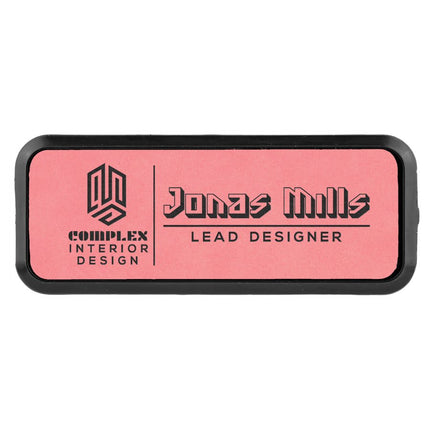 3" x 1" Laserable Leatherette Round Corner Badge & Frame