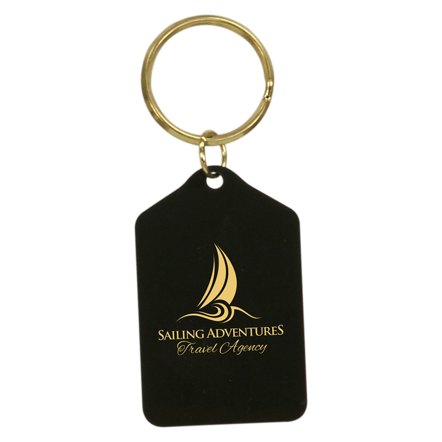 1 1/2" x 2 1/2" Black Tablet Brass Keychain
