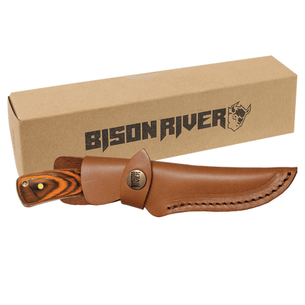 Bison River 7 3/4" Fixed Blade Wood Knife with Leather Sheath