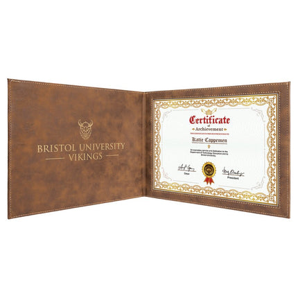 9" x 12" Laserable Leatherette Certificate Holder for 8 1/2" x 11"
