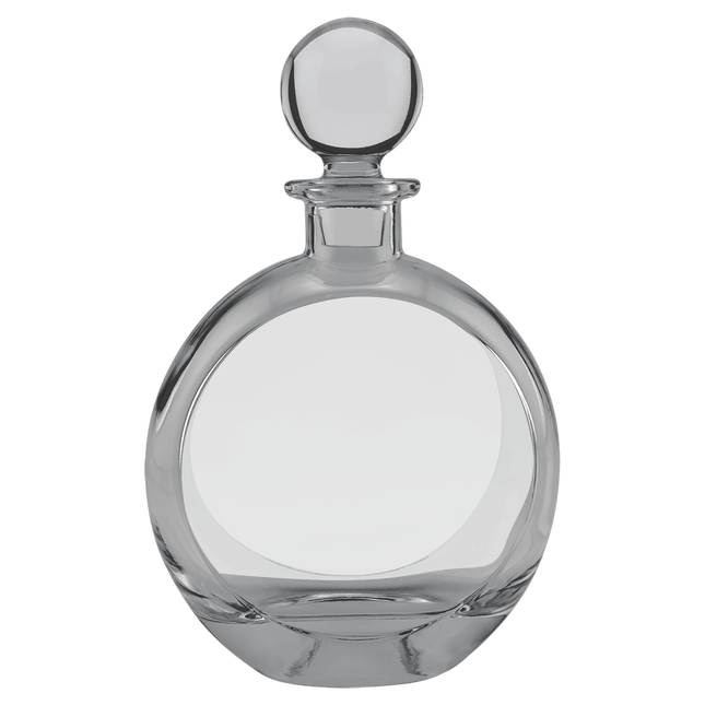 750mL Flat Round Glass Decanter with Black Gift Box and Printed Paper Sleve