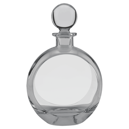 750mL Flat Round Glass Decanter with Black Gift Box and Printed Paper Sleve