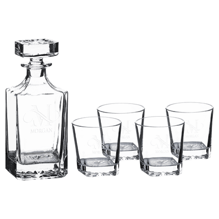 Personalized Polar Camel 750mL Square Decanter Set with 4 Rocks Glasses