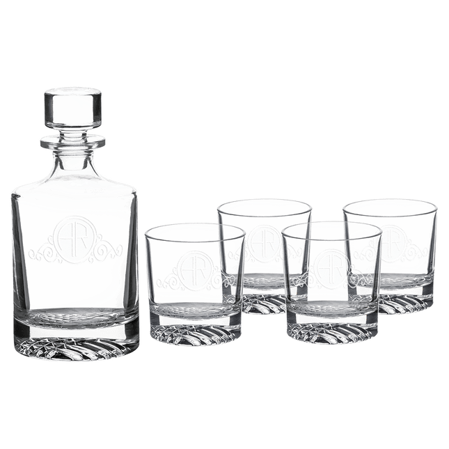 Personalized Polar Camel 850mL Round Decanter Set with 4 Rocks Glasses