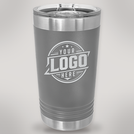 Personalized Polar Camel 16 oz. Stainless Steel Pint - Dark Gray
