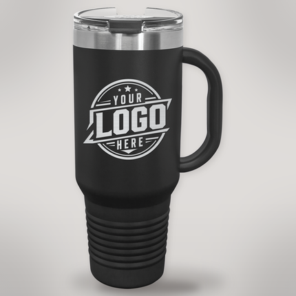 Personalized Polar Camel 40 oz travel mug in Black with engraved logo