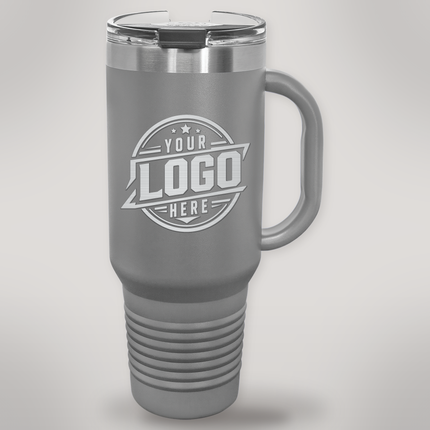 Personalized Polar Camel 40 oz travel mug in Dark Gray with engraved logo