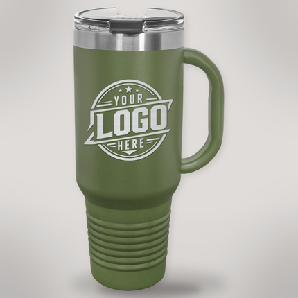 Personalized Polar Camel 40 oz travel mug in Olive Green with engraved logo
