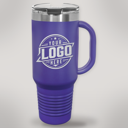 Personalized Polar Camel 40 oz travel mug in Purple with engraved logo