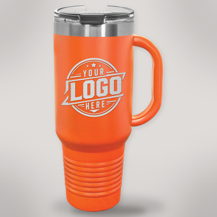 Personalized Polar Camel 40 oz travel mug in Orange with engraved logo