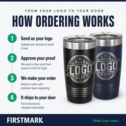 How ordering a custom engraved tumbler works — FirstMark