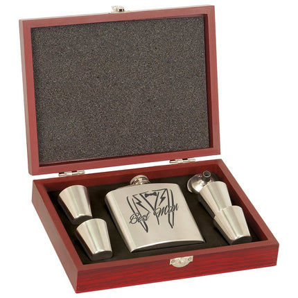 6 oz. Flask Set in Wood Presentation Box