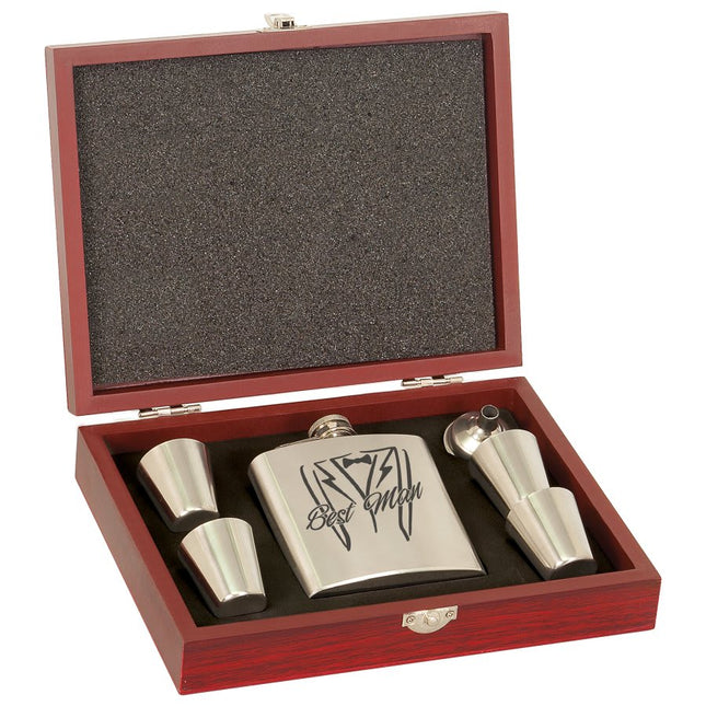 6 oz. Flask Set in Wood Presentation Box