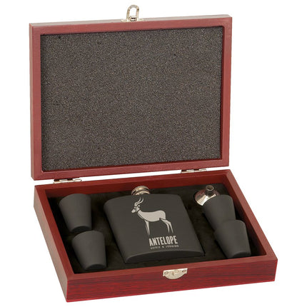 6 oz. Flask Set in Wood Presentation Box